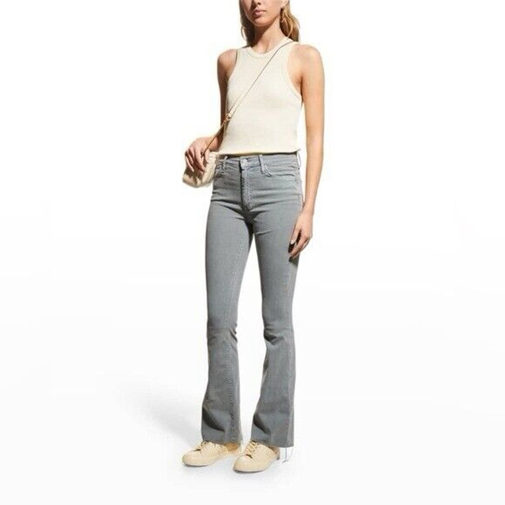 MOTHER The Weekender Fray in Cool Grey Mid Rise Flare Jeans Size 27
